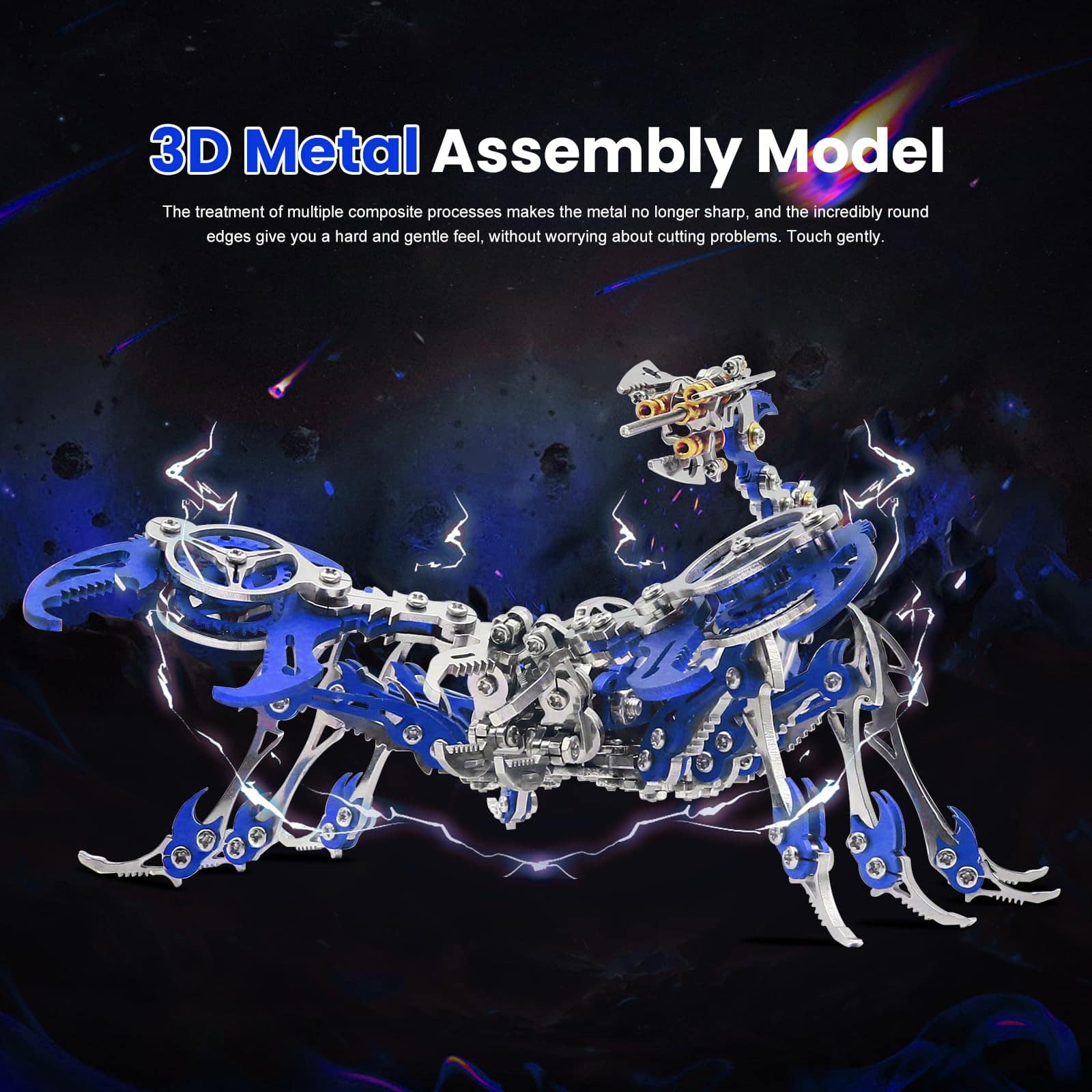 Puzzle Metálico 3D de Escorpión OVIMUM, Kit -Azul - Imagen 3