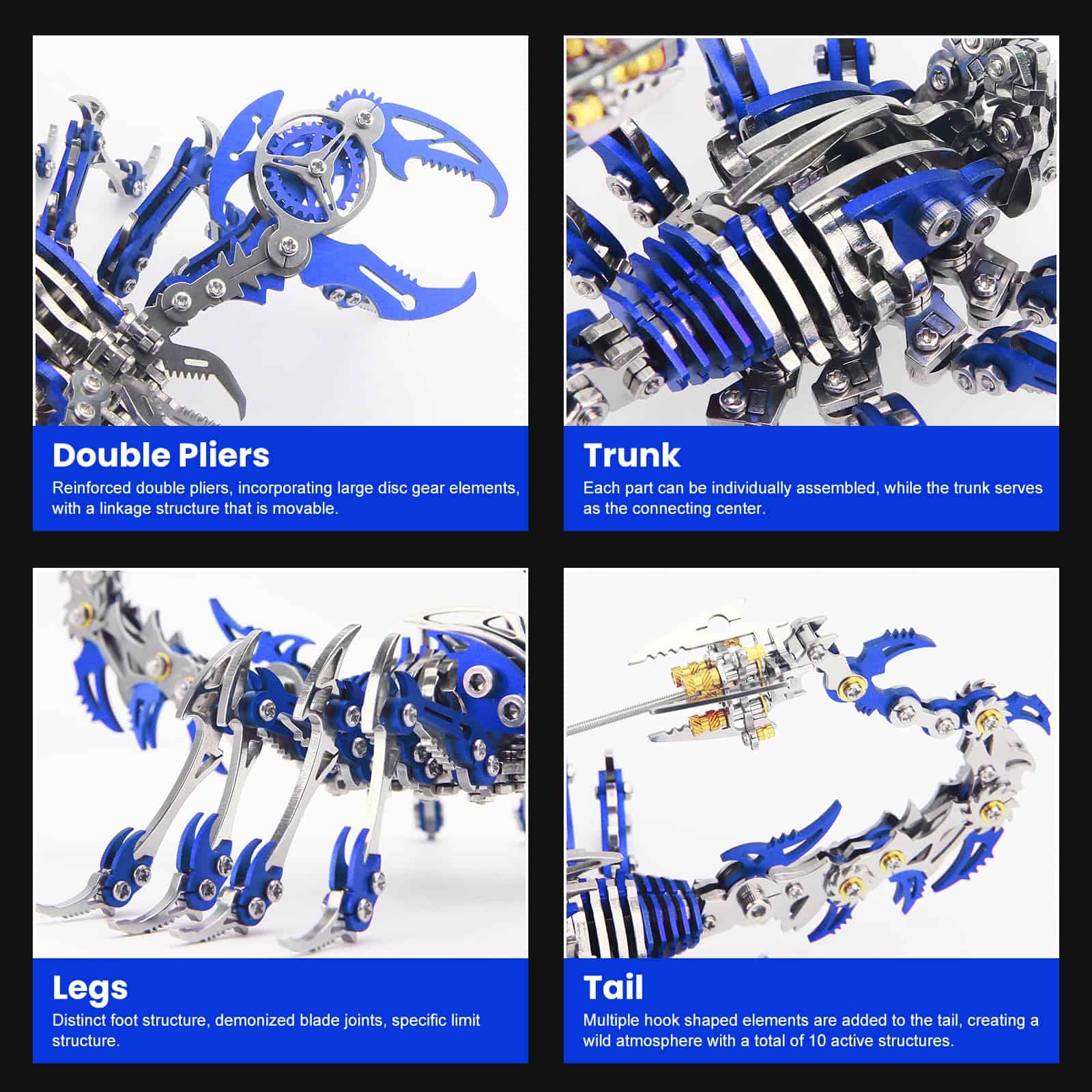 Puzzle Metálico 3D de Escorpión OVIMUM, Kit -Azul - Imagen 5