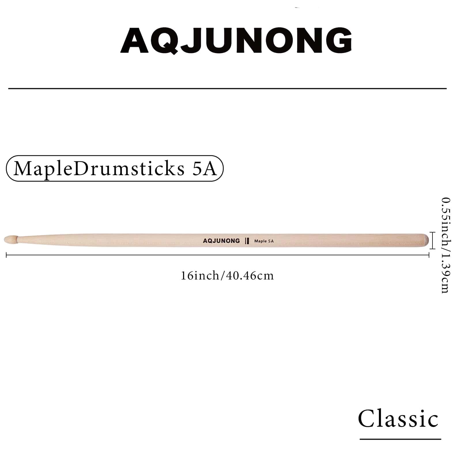 Baquetas de Tambor AQJUNONG 5A, 12 Pares de Clásicas - Imagen 3