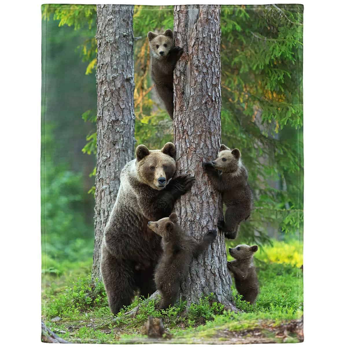 Manta de felpa suave y acogedora para sofá, Bosque de Osos