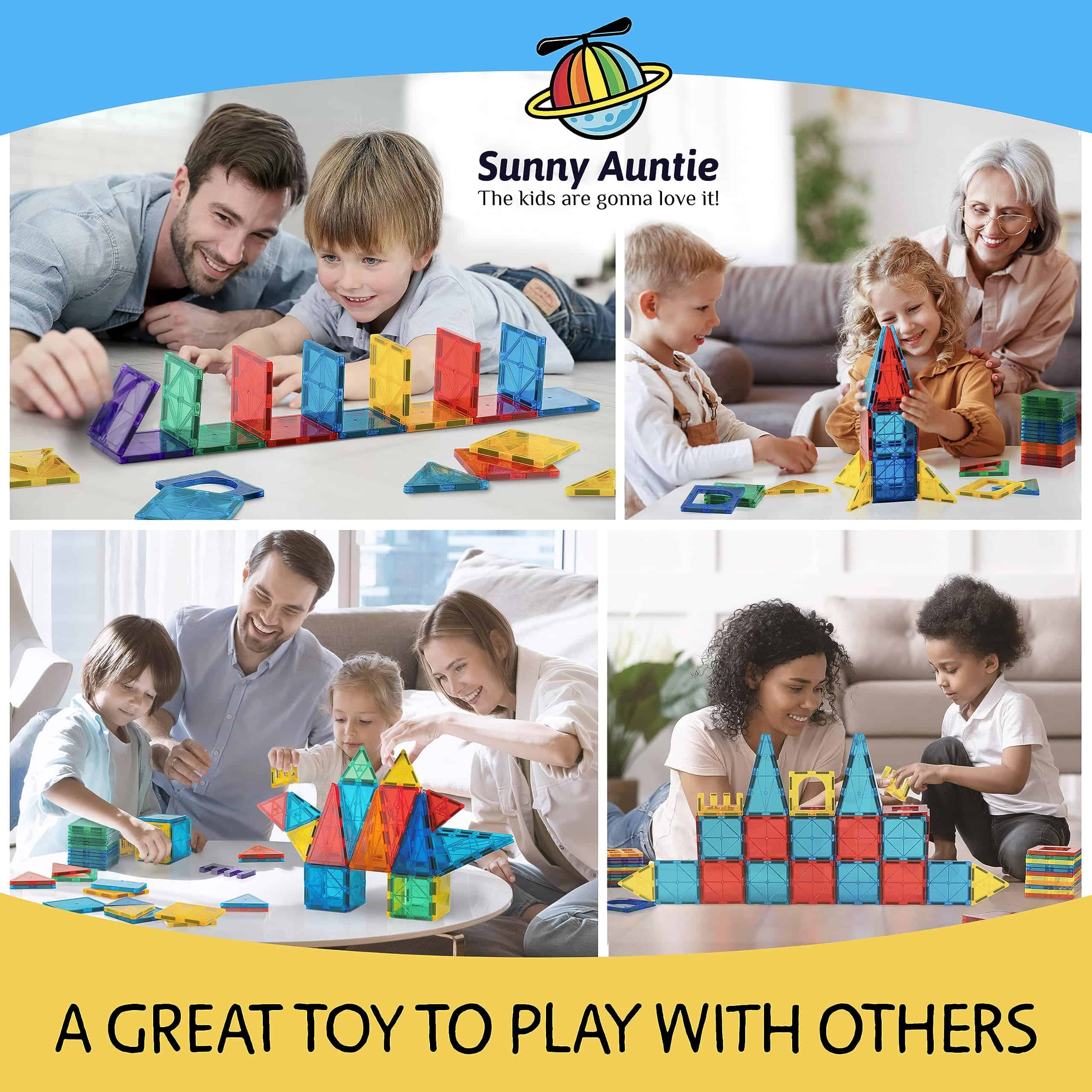 SUNNY AUNTIE Bloques Magnéticos 180 piezas + Estuche con - Imagen 5