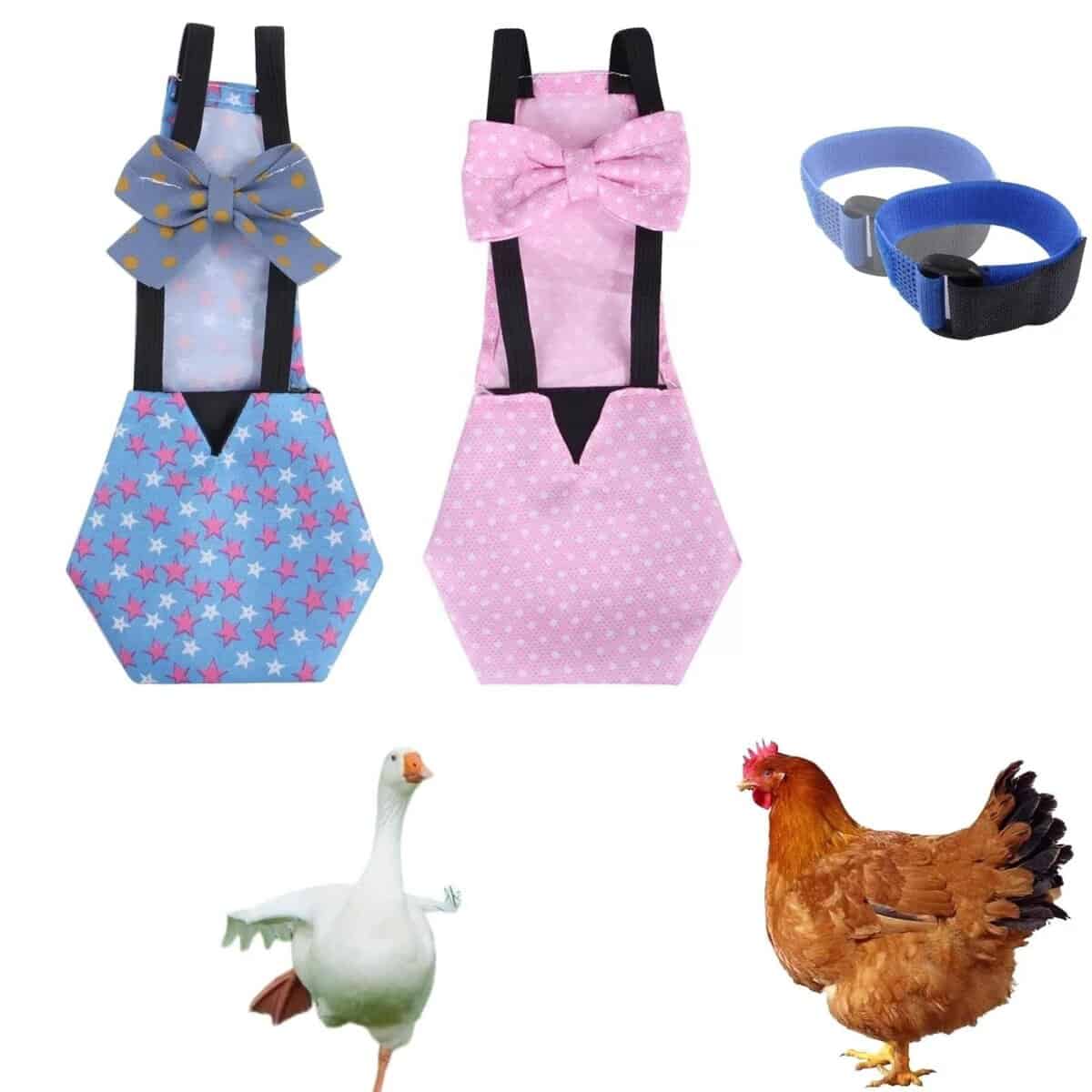 2 Piezas Pañales para Pollos Impermeables con Corbata, Ropa