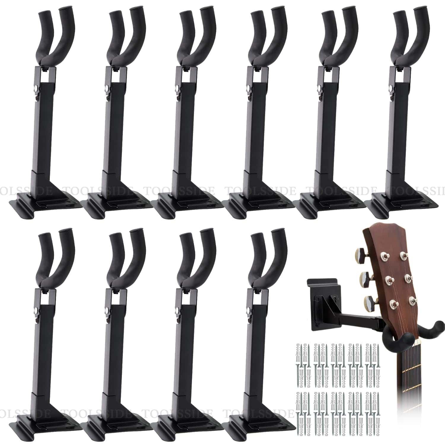 Paquete de 10 soportes de pared para guitarra TOOLSSIDE -