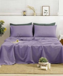 Juego de Sábanas de Lino TUMEI Tamaño -Lila Básico