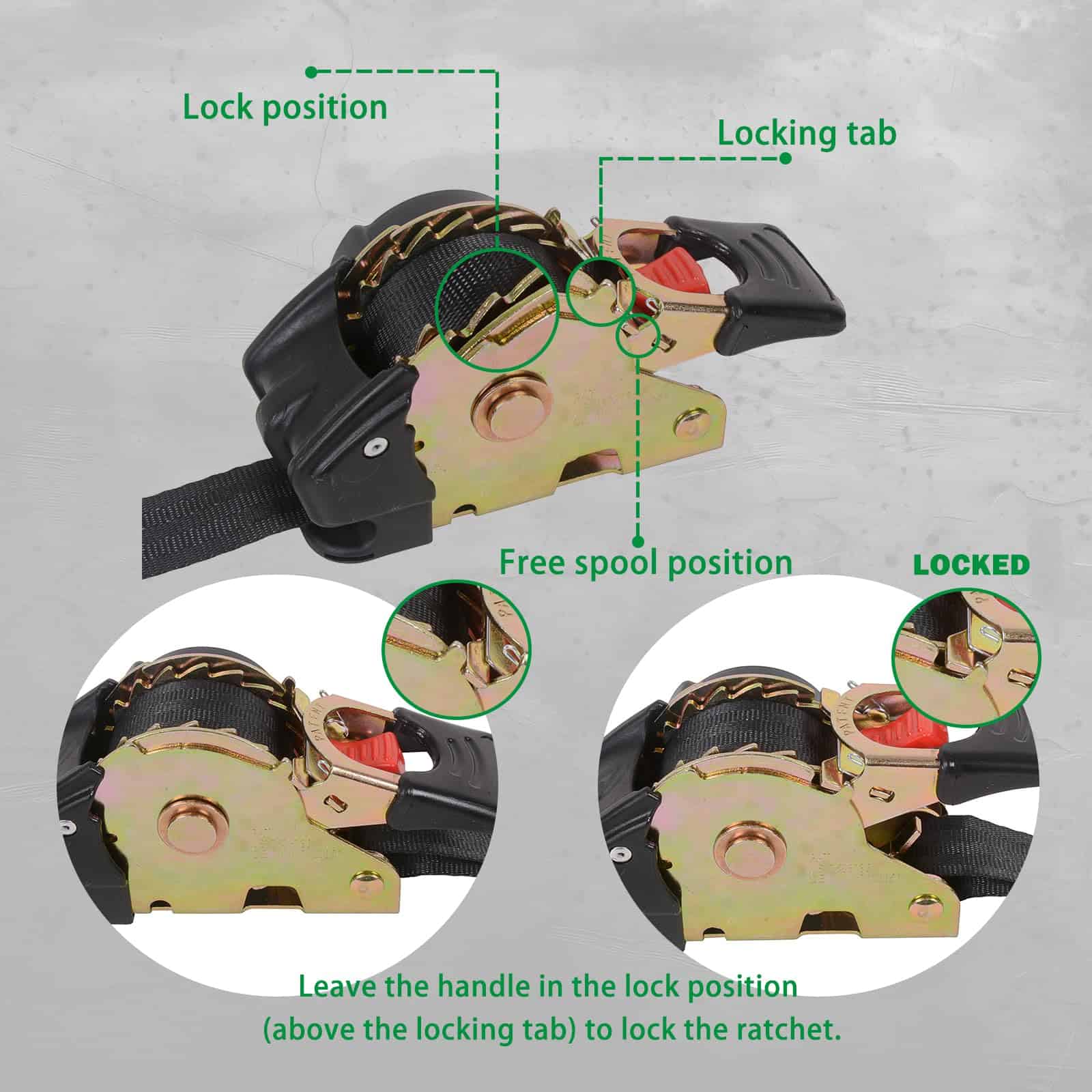 Par de Correas de Amarre Retráctiles con Traba de 2" x 8.8' - Imagen 8