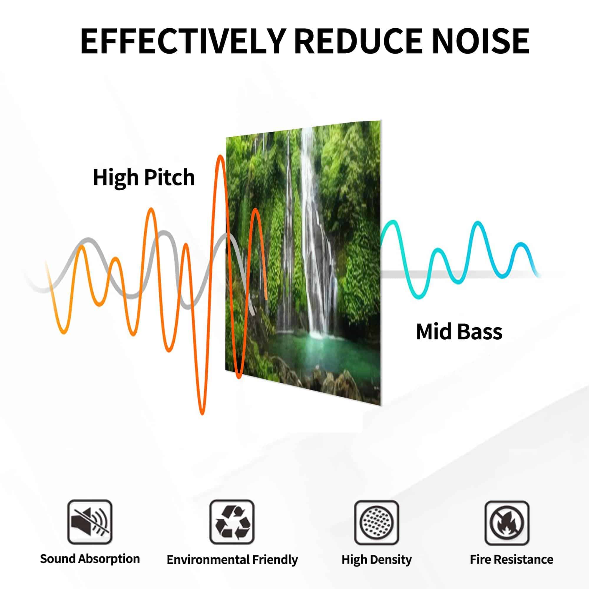 Paneles Acústicos de Arte, Cascada de selva con roca - Imagen 6