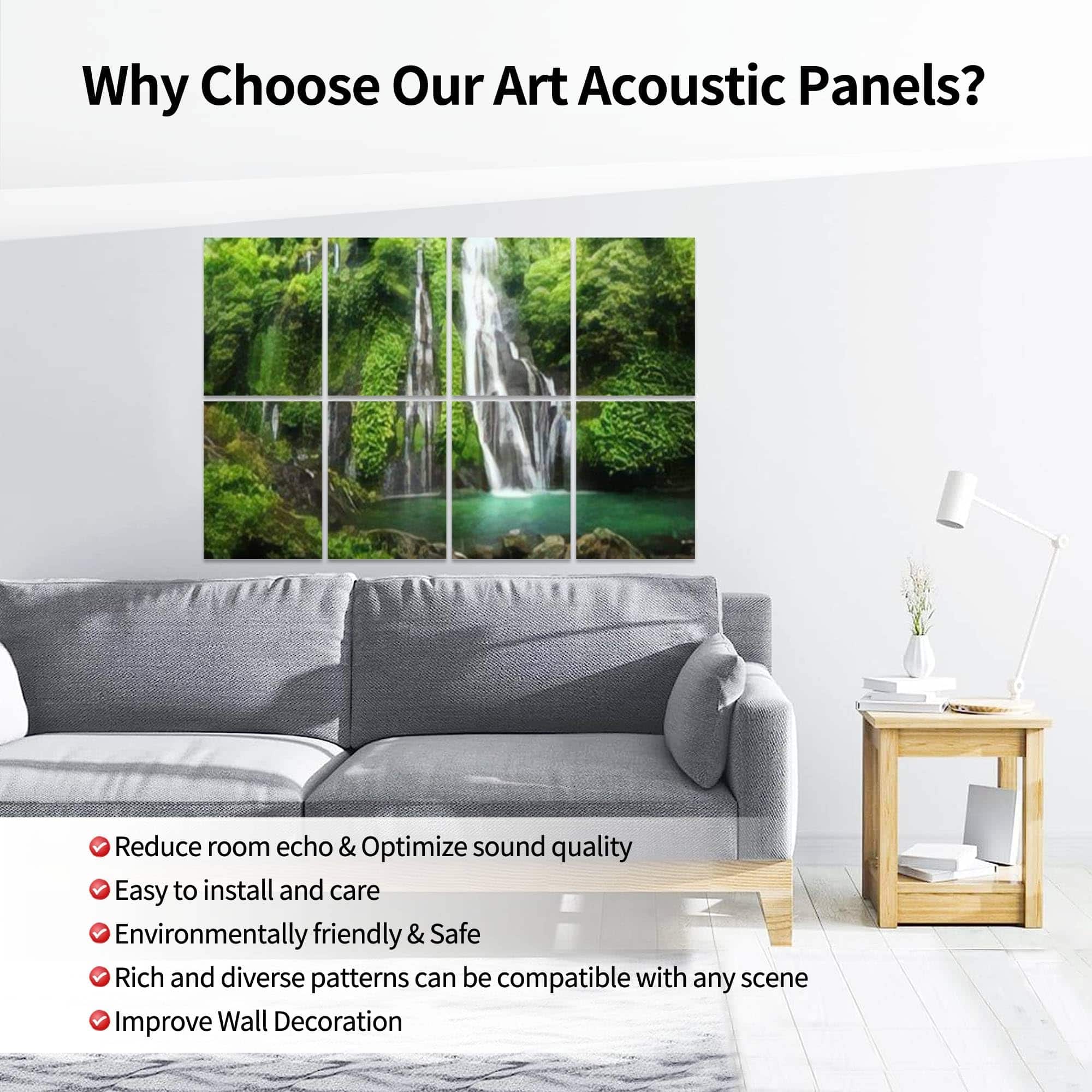 Paneles Acústicos de Arte, Cascada de selva con roca - Imagen 4