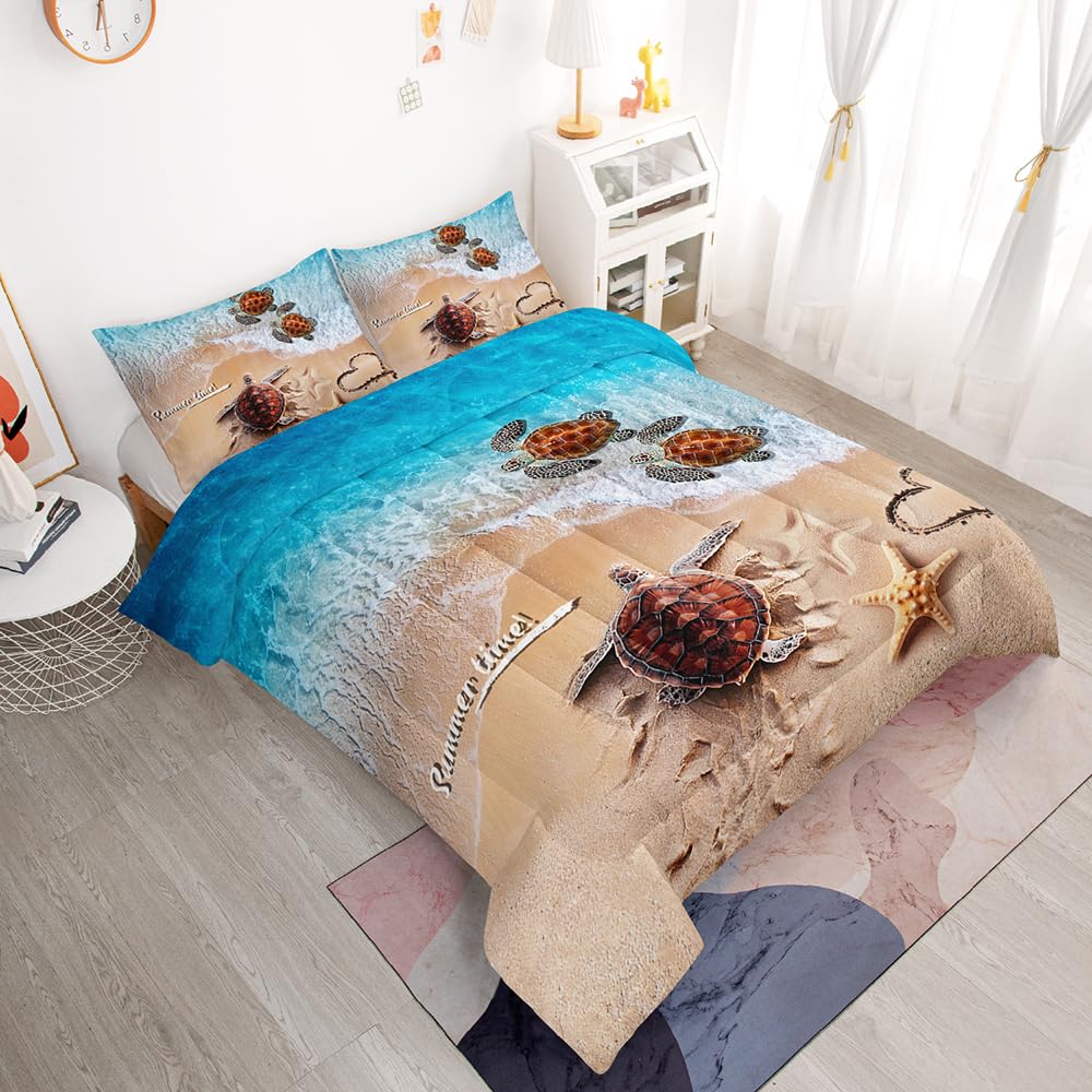 Juego de Colcha Suncloris Beach Sea Turtle, Colcha de - Imagen 3