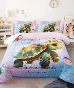 Suncloris Juego de Edredón Lindo Tortuga Marina, Mantel de