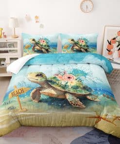 Juego de edredón romántico Suncloris Tortuga Marina, Colcha