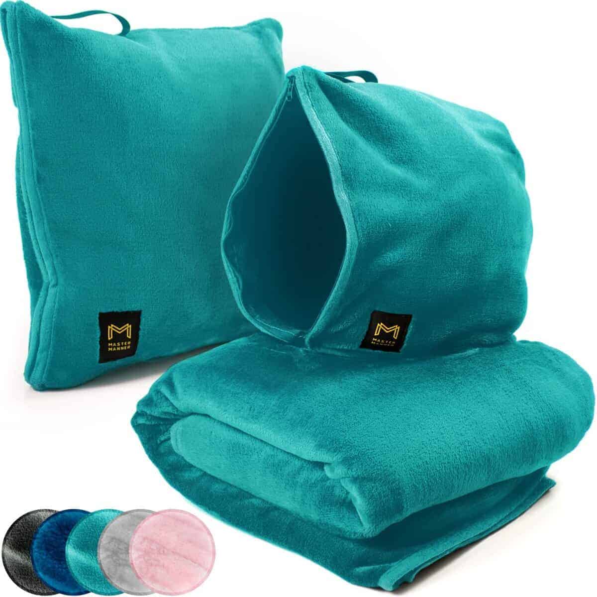 Manta de viaje MasterManner Airplane Compact con capucha -