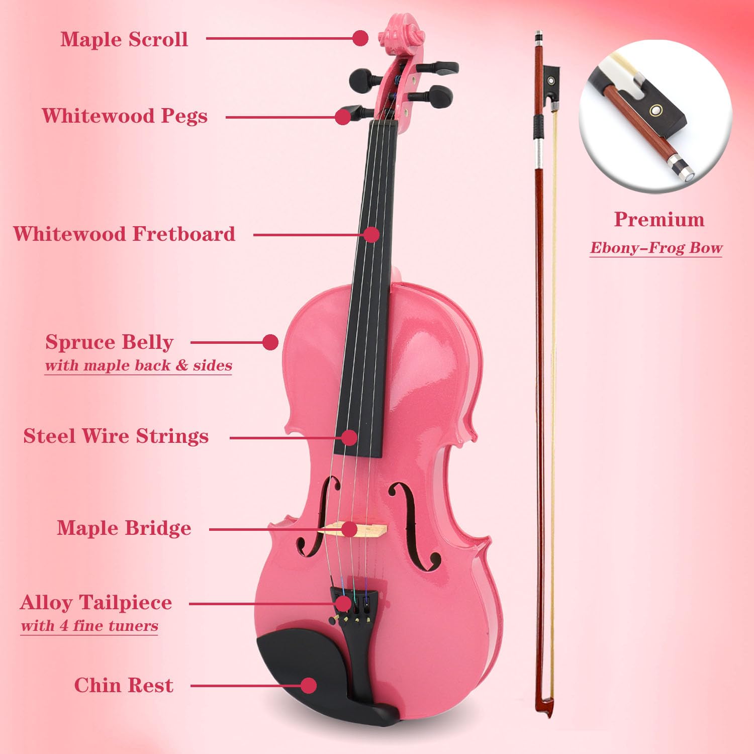 Violín Arco Iris Oneder 4/4 Tamaño Completo para Adultos - Imagen 9