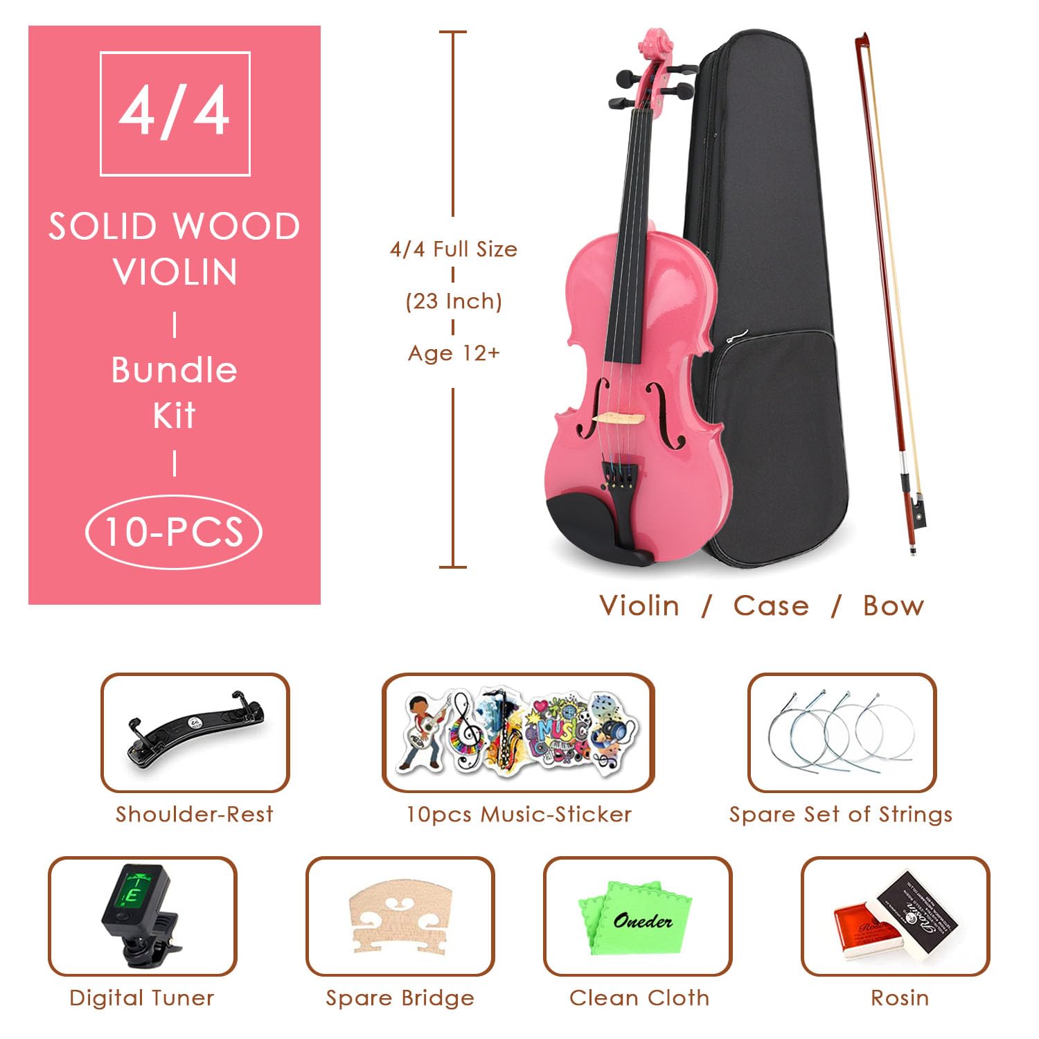 Violín Arco Iris Oneder 4/4 Tamaño Completo para Adultos - Imagen 3