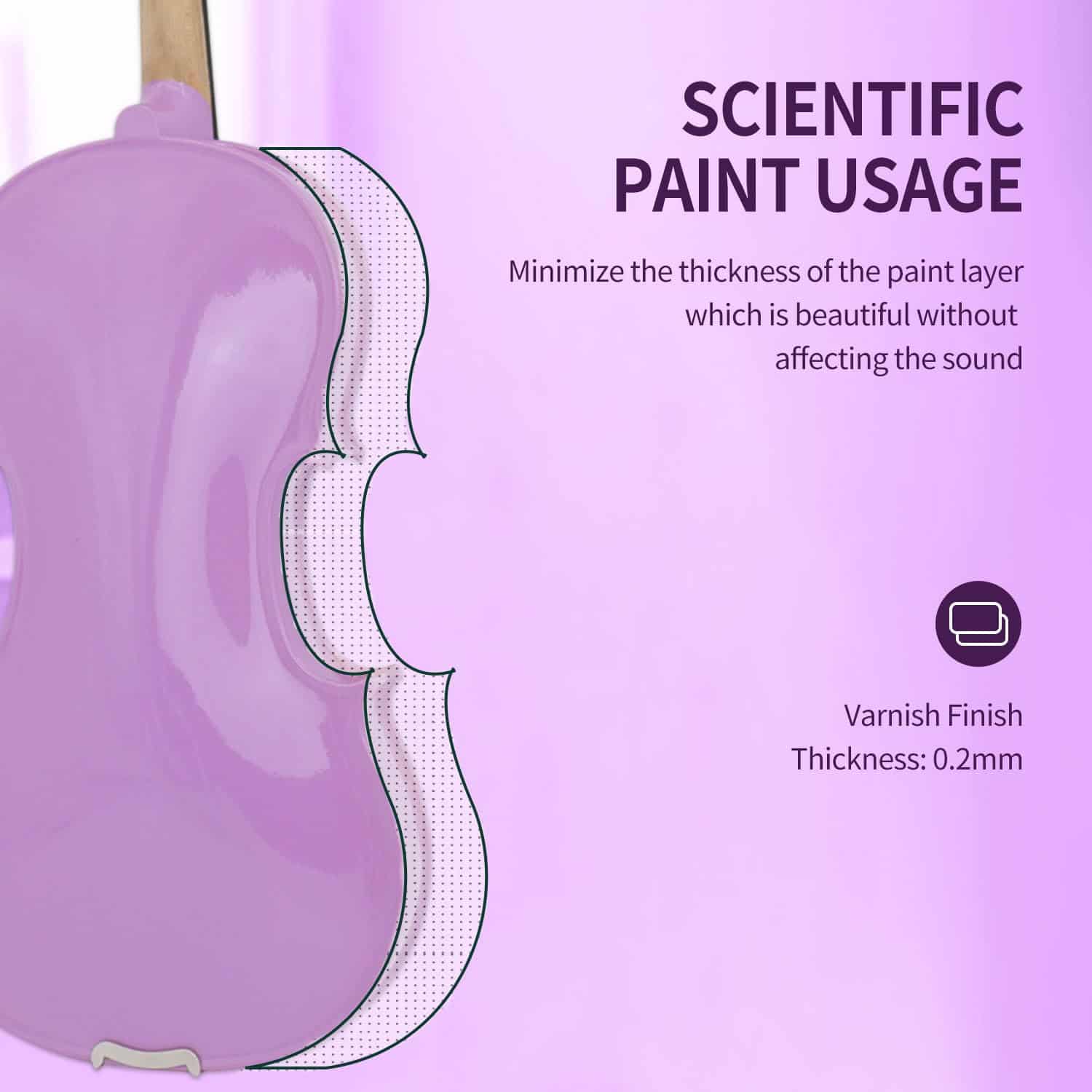 Set de Violín Oneder 4/4 Rainbow Tamaño Completo para - Imagen 5