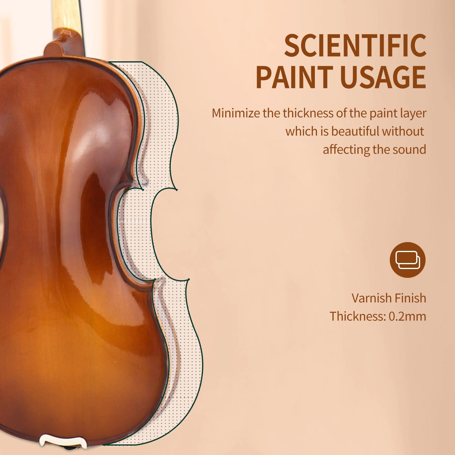 Juego de Violín Arco Iris de tamaño completo 4/4 Oneder - Imagen 5