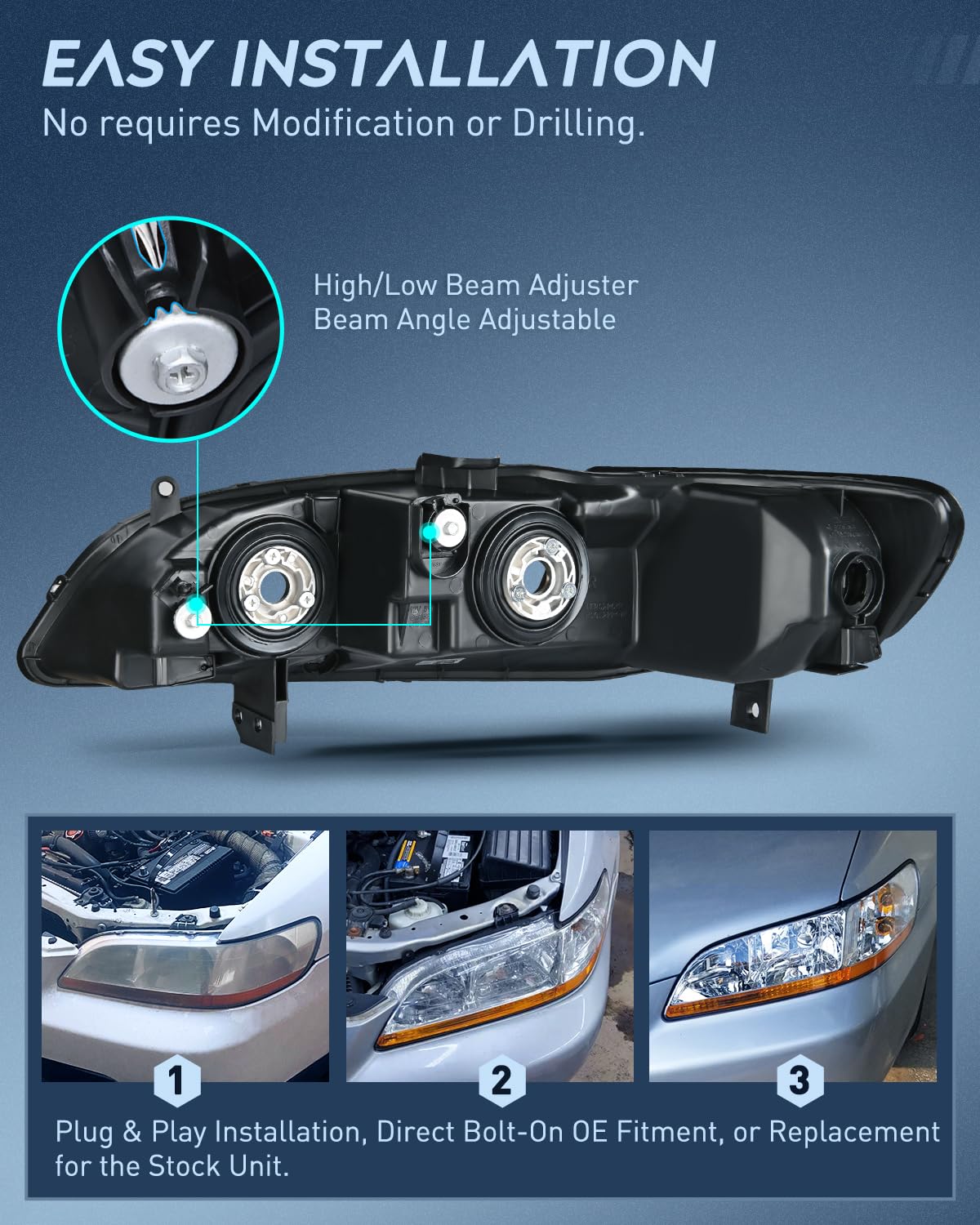 Conjunto de Faro delantero Nilight Compatible con 1998 1999 - Imagen 9