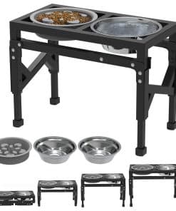 Comedero Elevado para Perros, Soporte con 4 Alturas