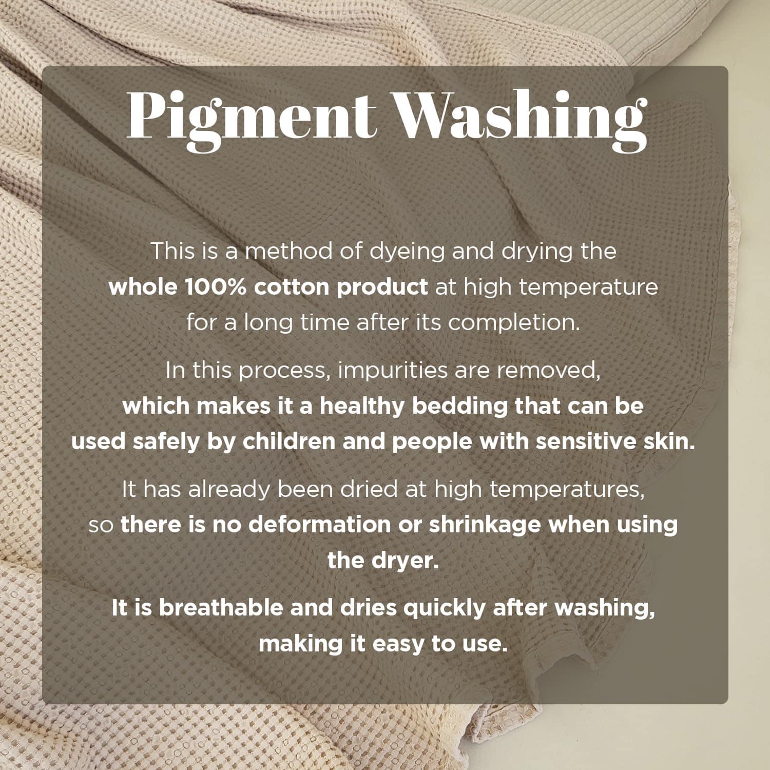 Cobertor de Cama de Tela de Gofre de Enfriamiento, Beige - Imagen 5