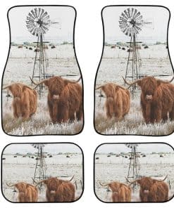 Tapetes de Piso para Automóvil Juego de 4, Vaca de Cuernos
