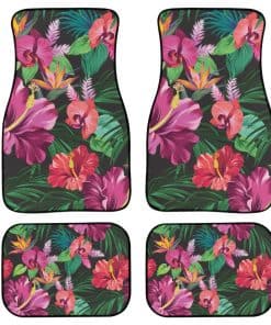 Juego de 4 Tapetes para Automóvil con Patrón Floral