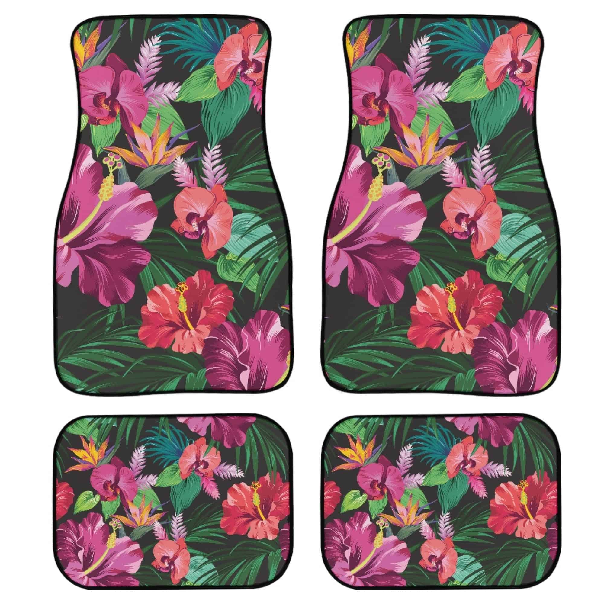 Juego de 4 Tapetes para Automóvil con Patrón Floral