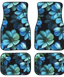 Juego de 4 Tapetes para Automóvil con Patrón Floral Aqual,