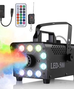 Máquina de Humo, Máquina de Humo con 10 LED, 500W, Luces de