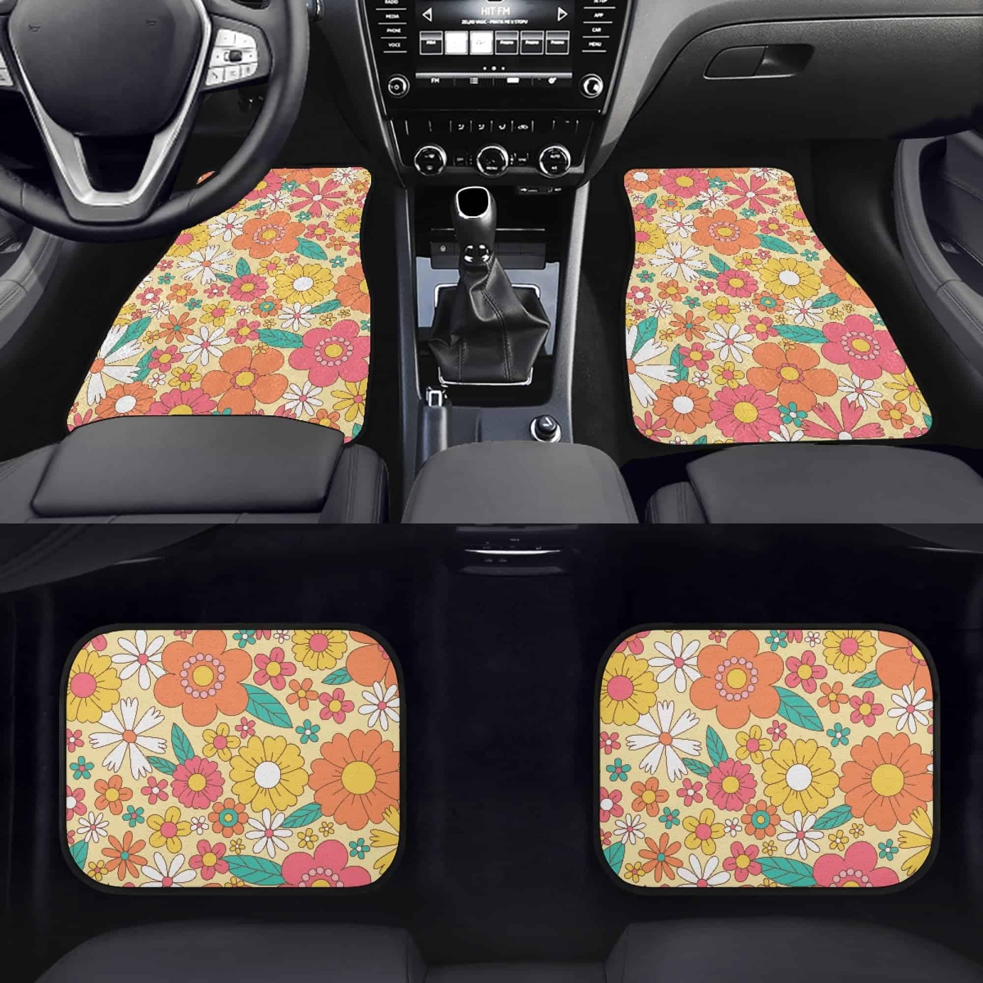 Tapetes para Automóvil LONSANT, Flores Groovy, Juego de 4 - Imagen 4