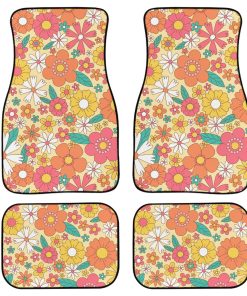 Tapetes para Automóvil LONSANT, Flores Groovy, Juego de 4