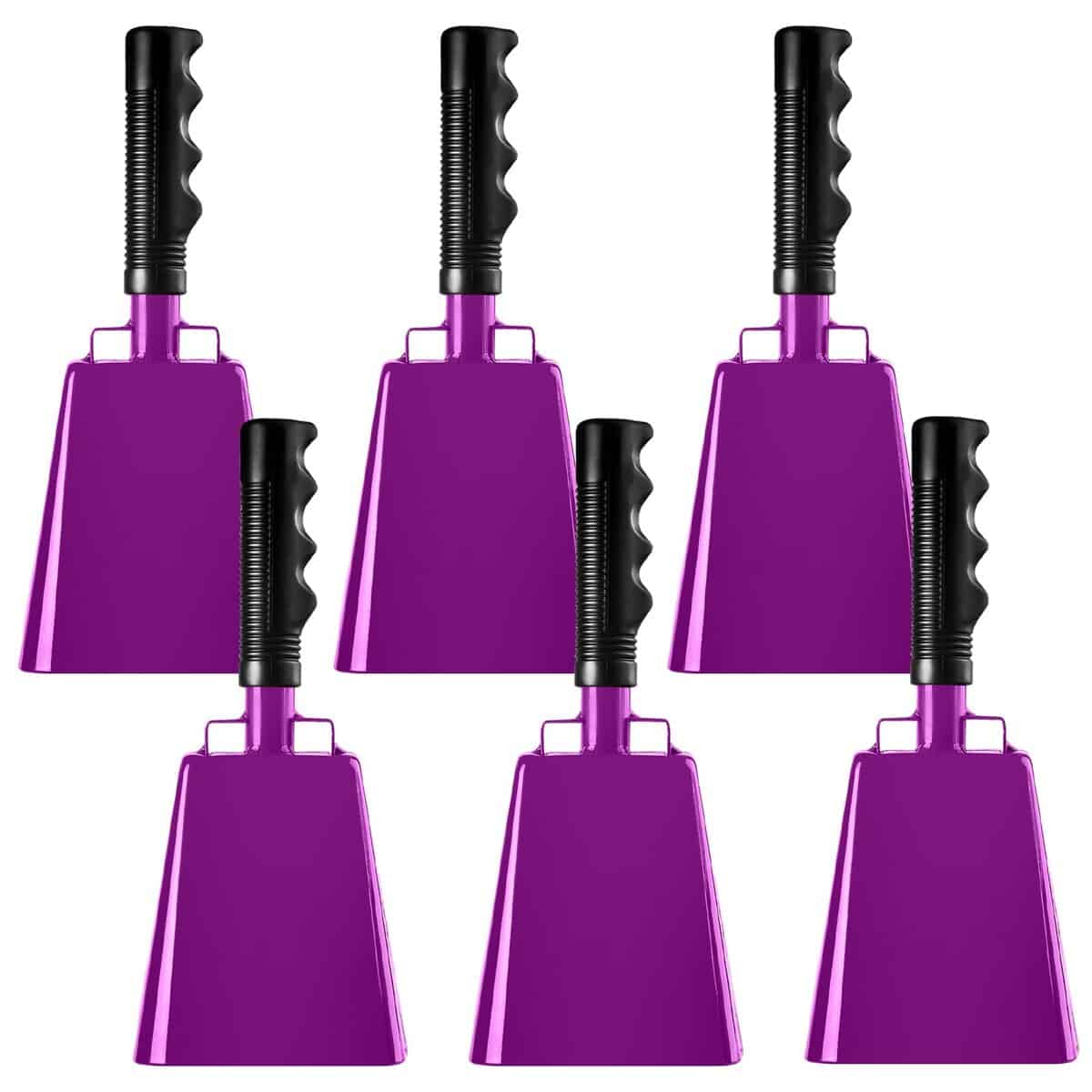6 PCS Metal Cowbell with Handles, Large - (Morado)