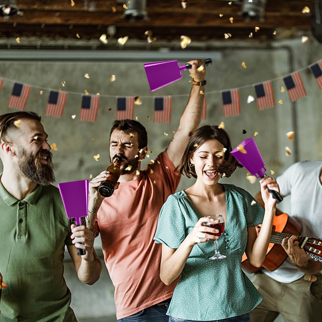 6 PCS Metal Cowbell with Handles, Large - (Morado) - Imagen 6