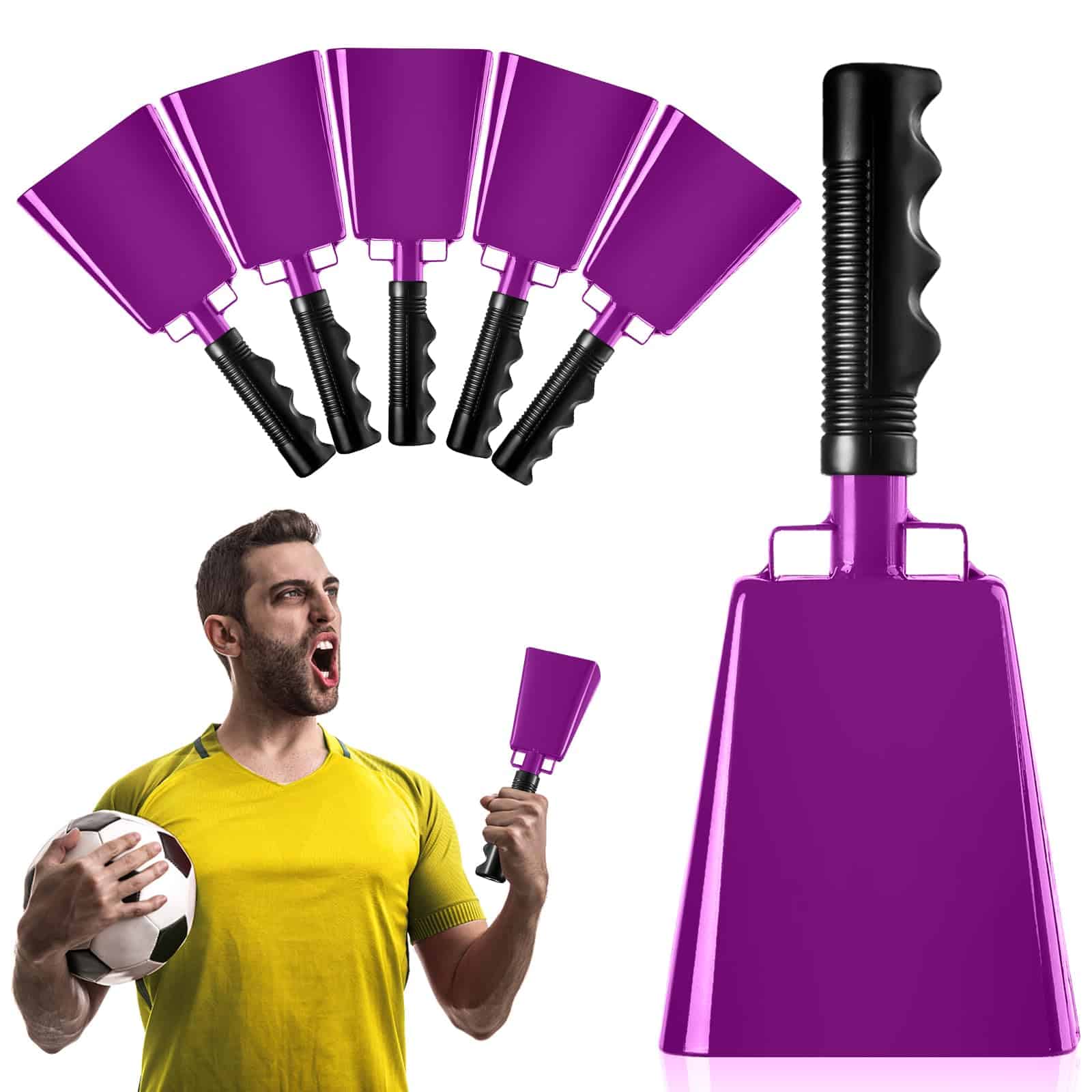 6 PCS Metal Cowbell with Handles, Large - (Morado) - Imagen 8