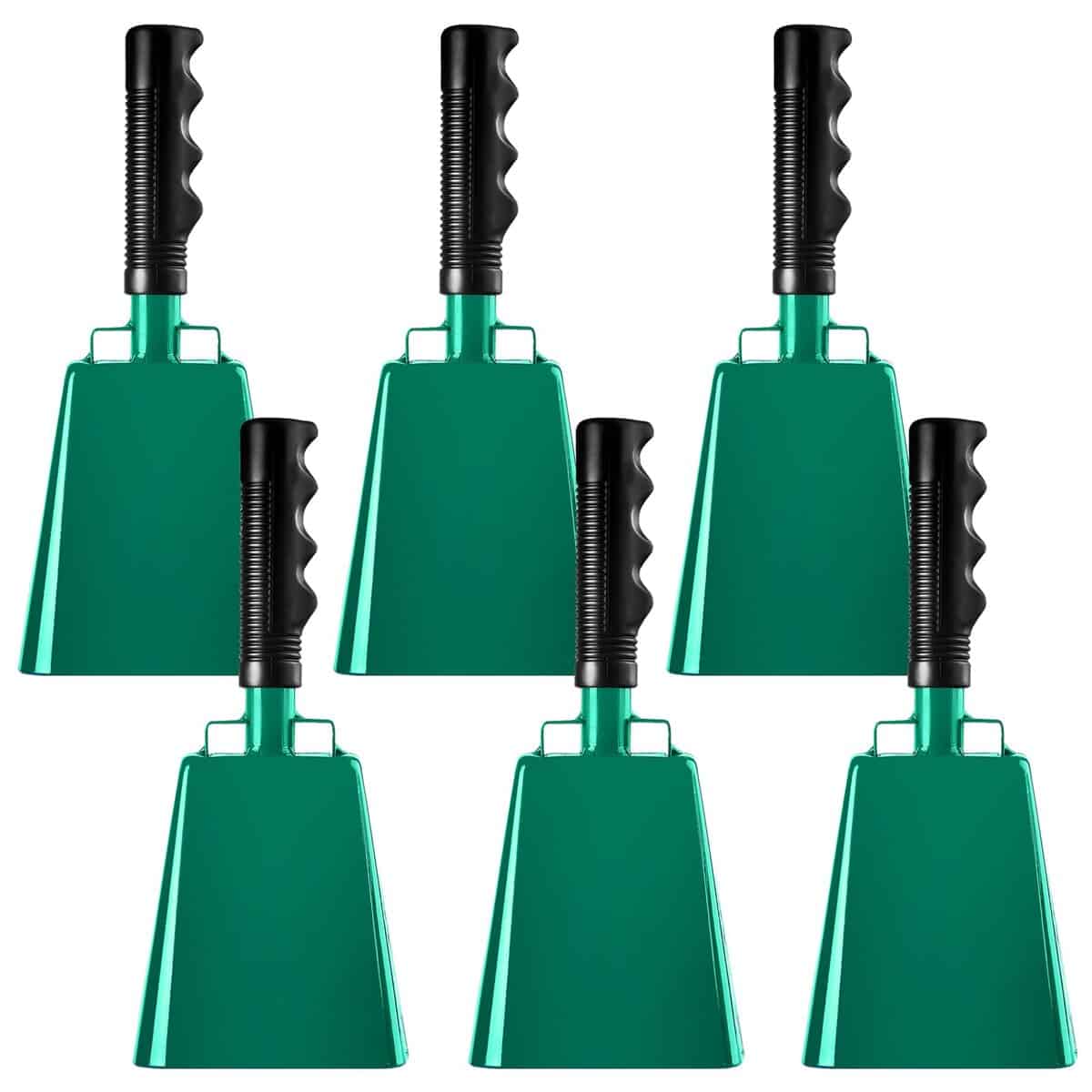 6 PCS Metal Cowbell with Handles, Large -e (Verde)