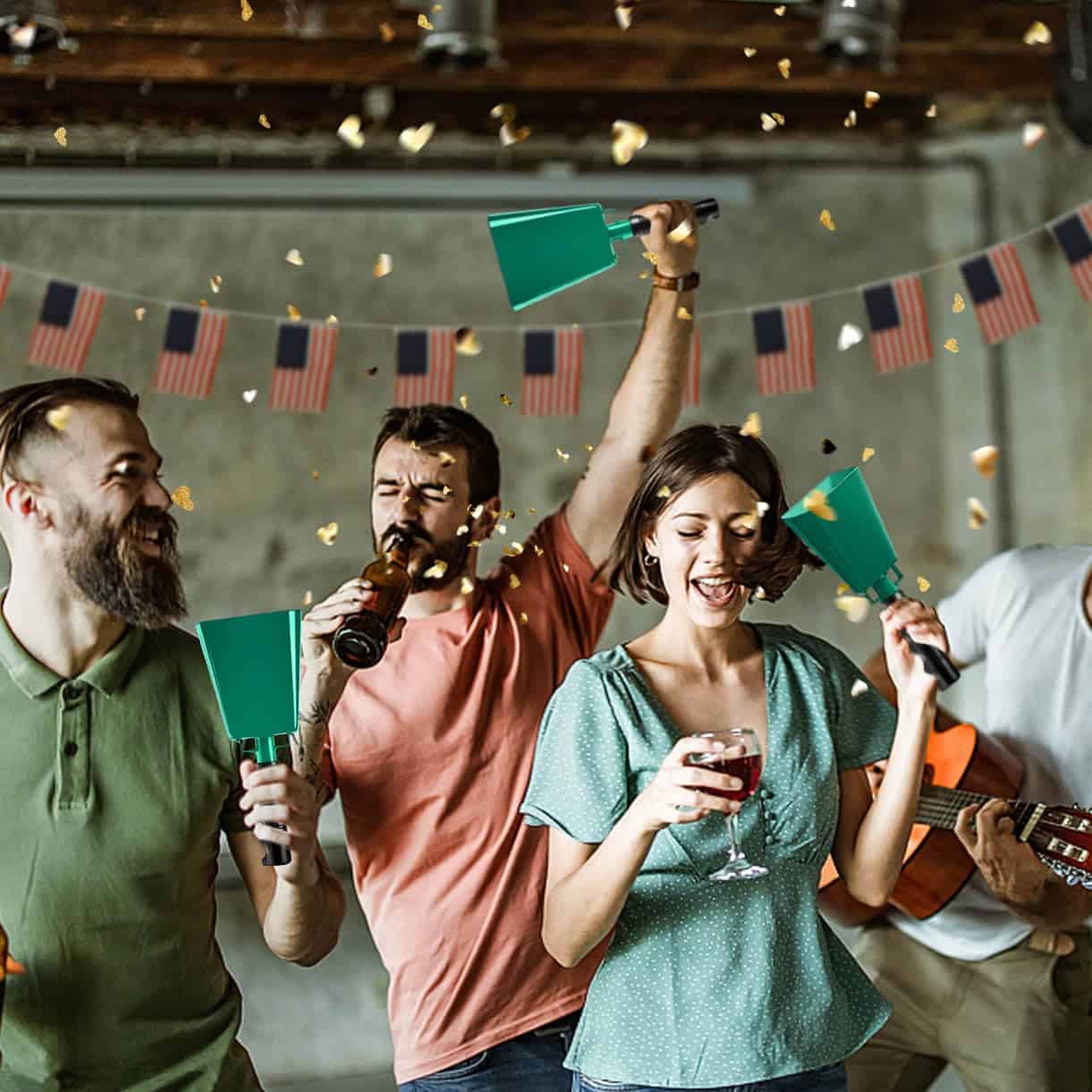 6 PCS Metal Cowbell with Handles, Large -e (Verde) - Imagen 7