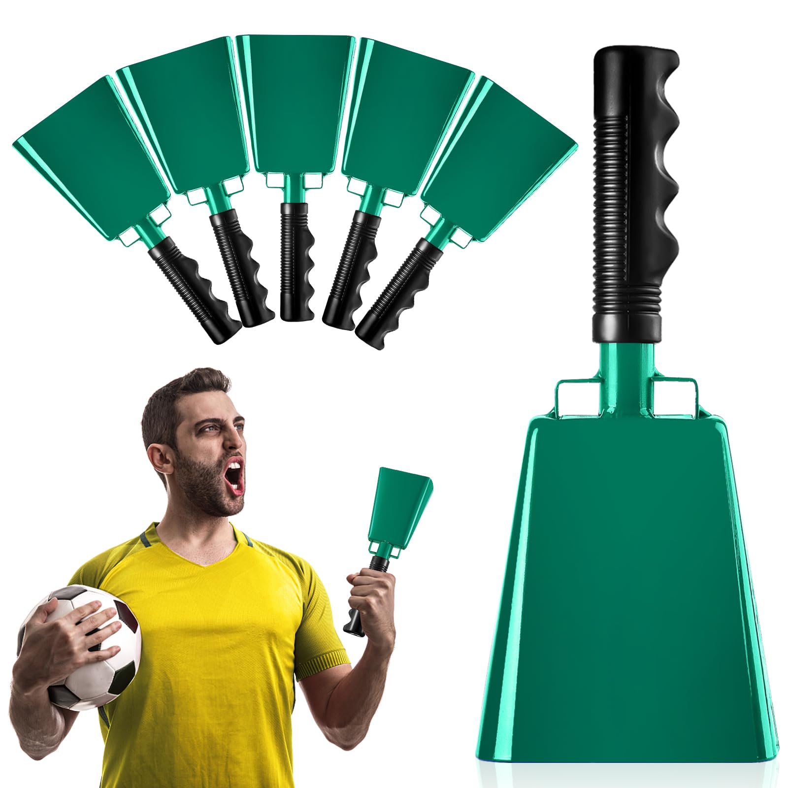 6 PCS Metal Cowbell with Handles, Large -e (Verde) - Imagen 8