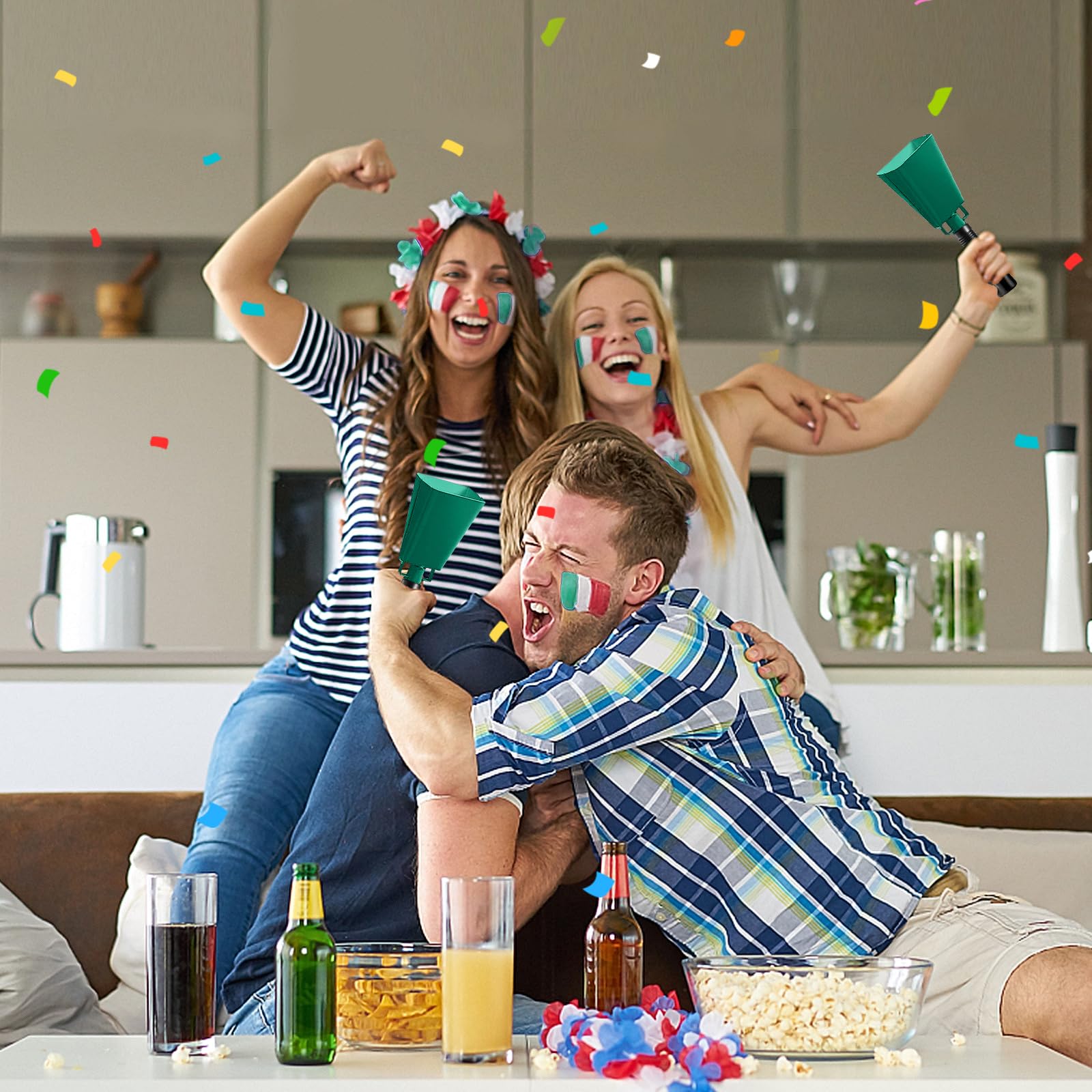 6 PCS Metal Cowbell with Handles, Large -e (Verde) - Imagen 6