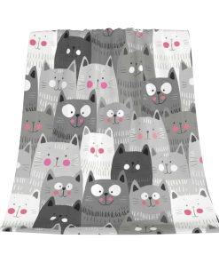 Manta de lana estampada de gato ultra suave, manta