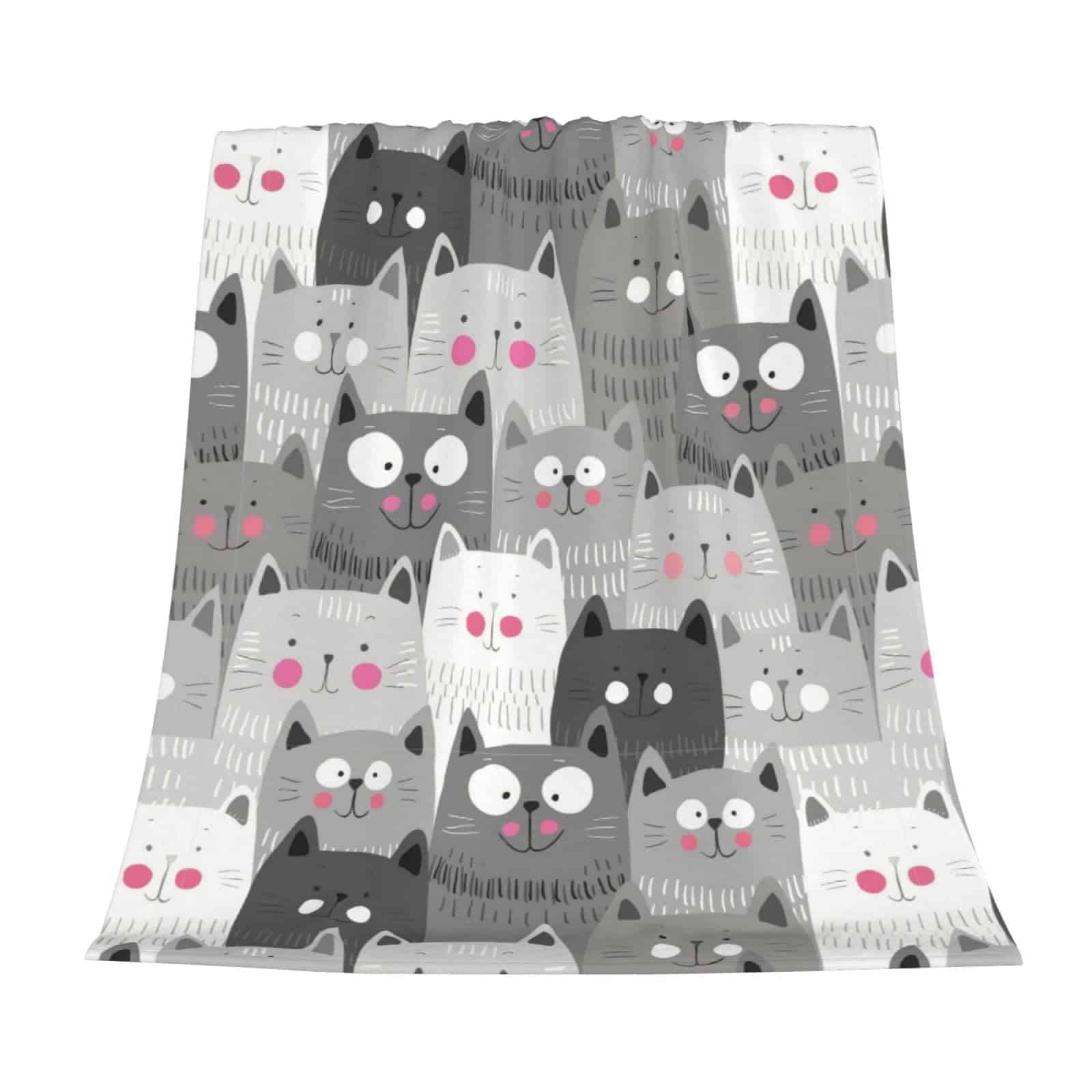Manta de lana estampada de gato ultra suave, manta
