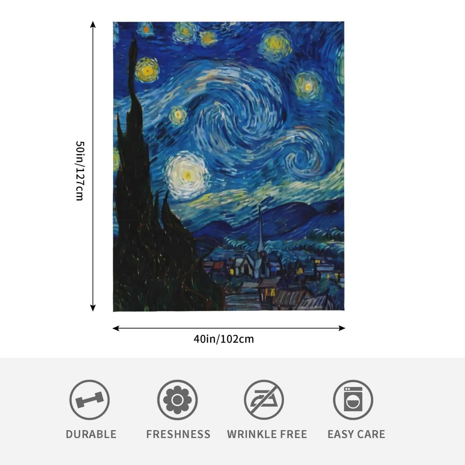 Manta de Franela The Starry Night de Van Gogh Súper Suave y - Imagen 5
