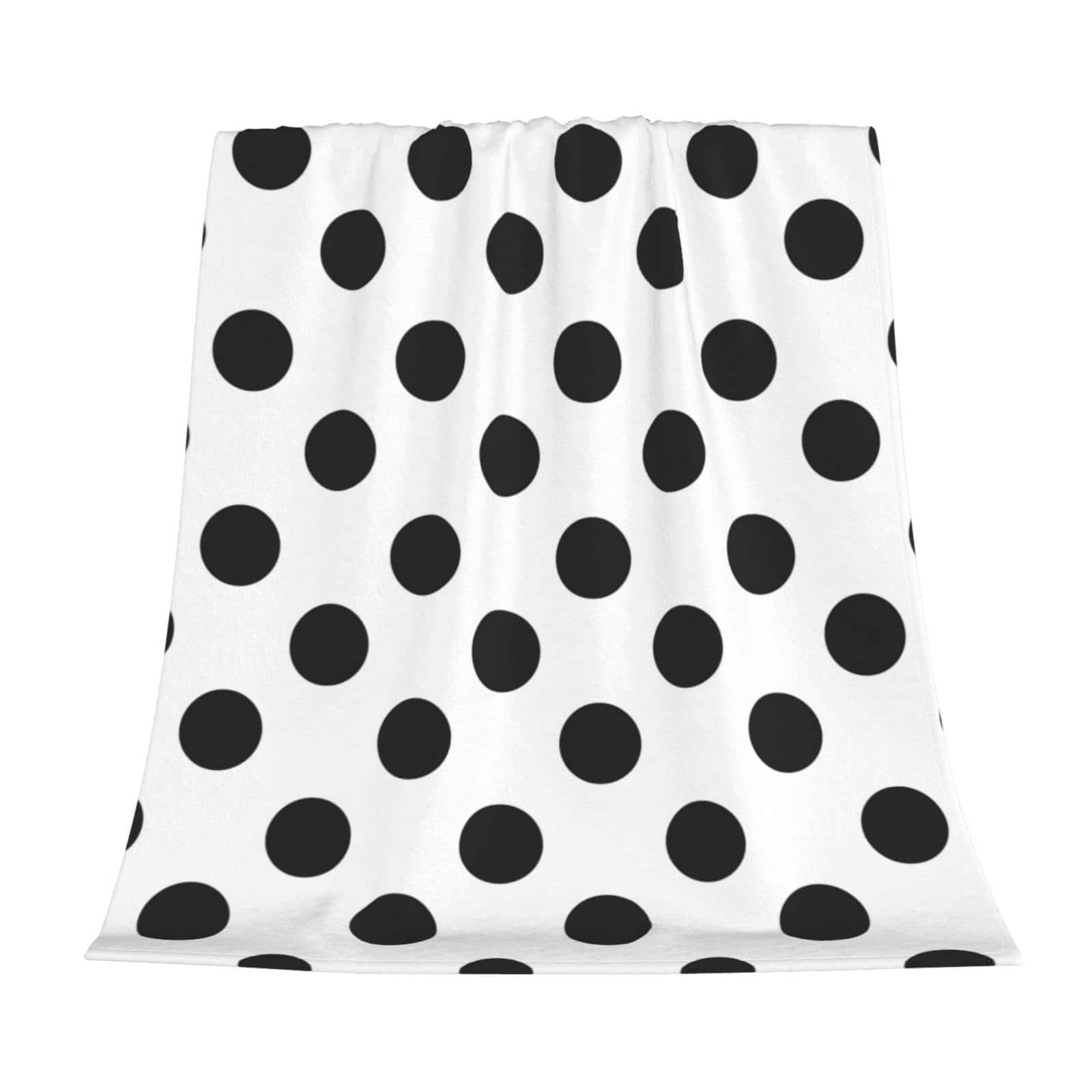 Manta de lunares negros y blancos. Suave y acogedora manta