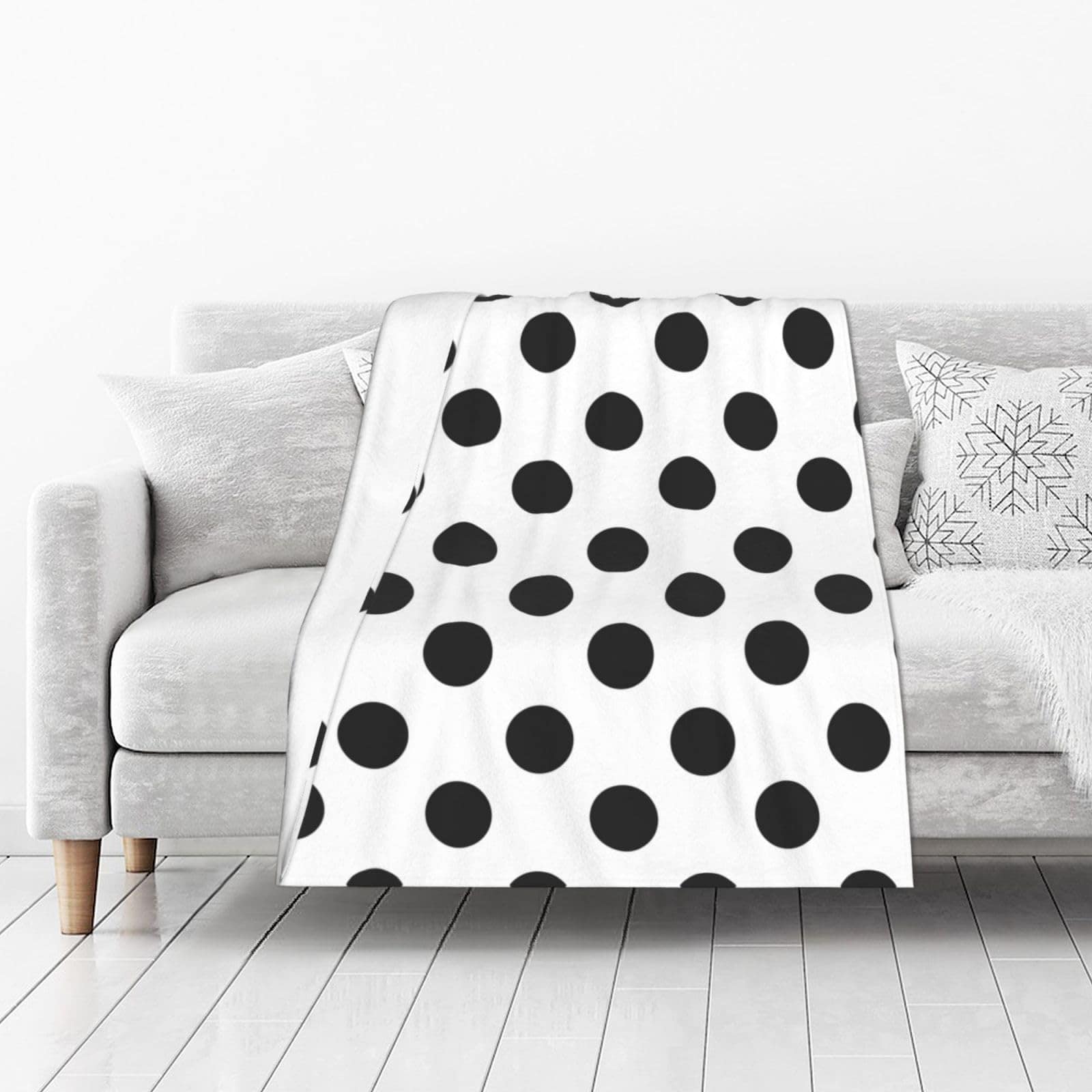Manta de lunares negros y blancos. Suave y acogedora manta - Imagen 3