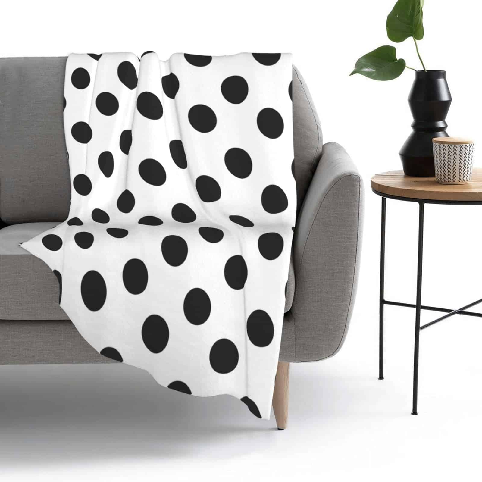 Manta de lunares negros y blancos. Suave y acogedora manta - Imagen 9