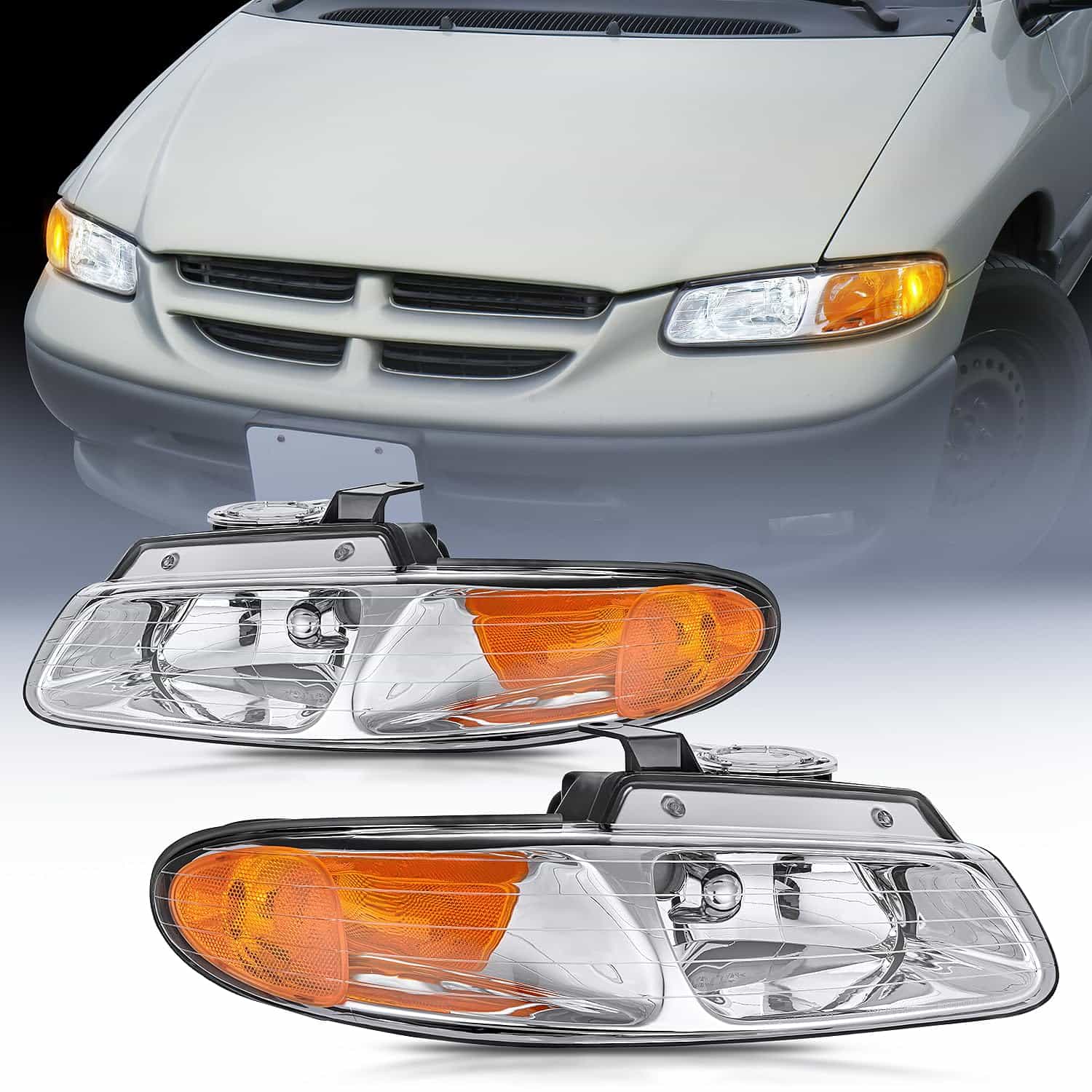Nilight Conjunto de Faros Delanteros para Chrysler Town &