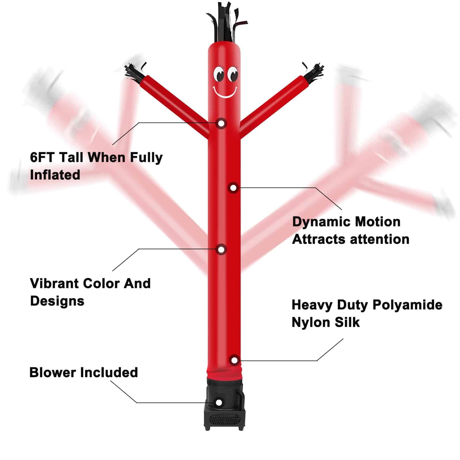 MOUNTO 6FT Bailarín de Tubo Inflable con Soplador de 1/3hp - Imagen 5