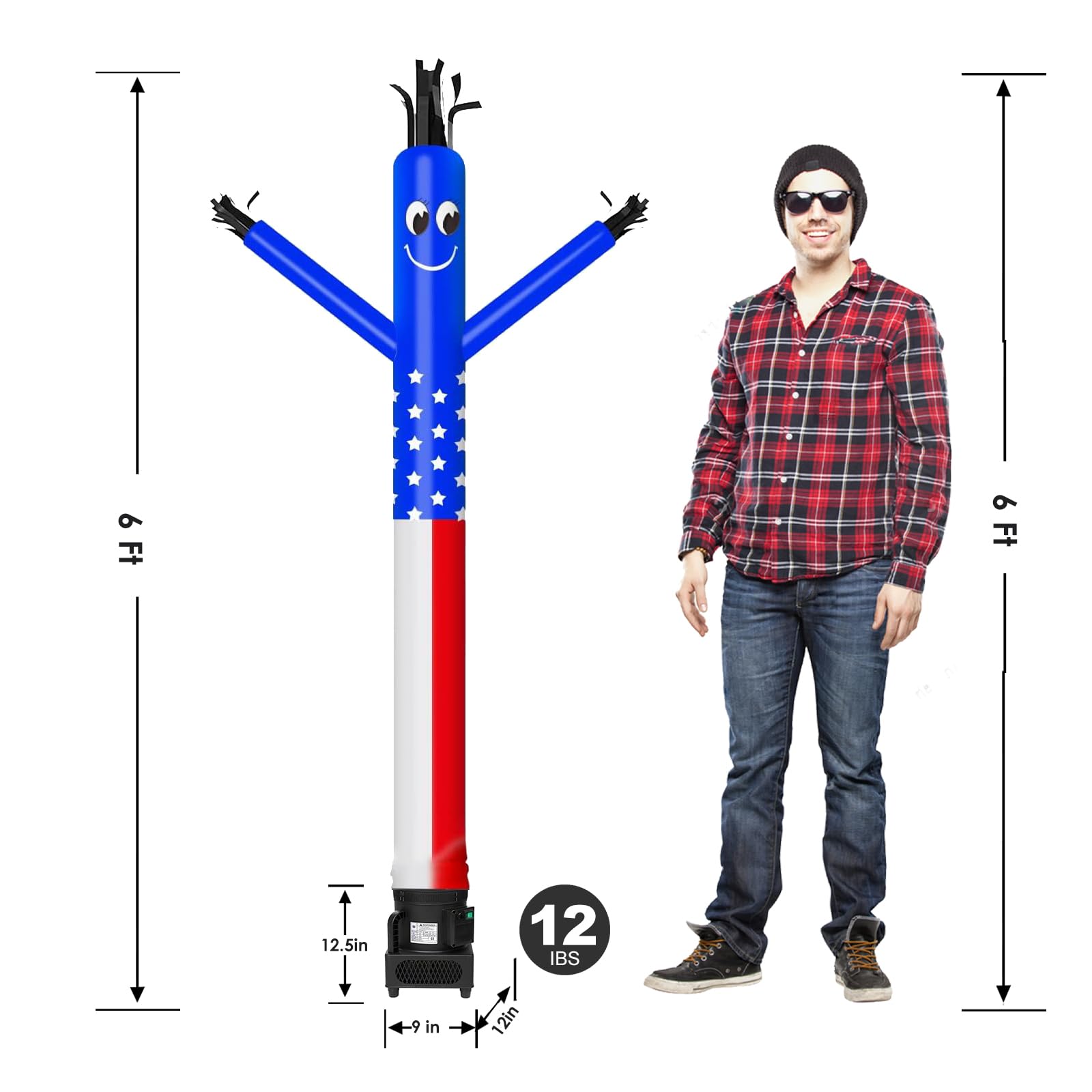 MOUNTO 6FT Fly Puppet Dancer con 1/3hp Blower -Bandera de EE - Imagen 3