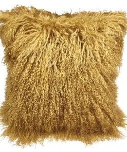 Funda de cojín decorativa de piel de cordero mongol real