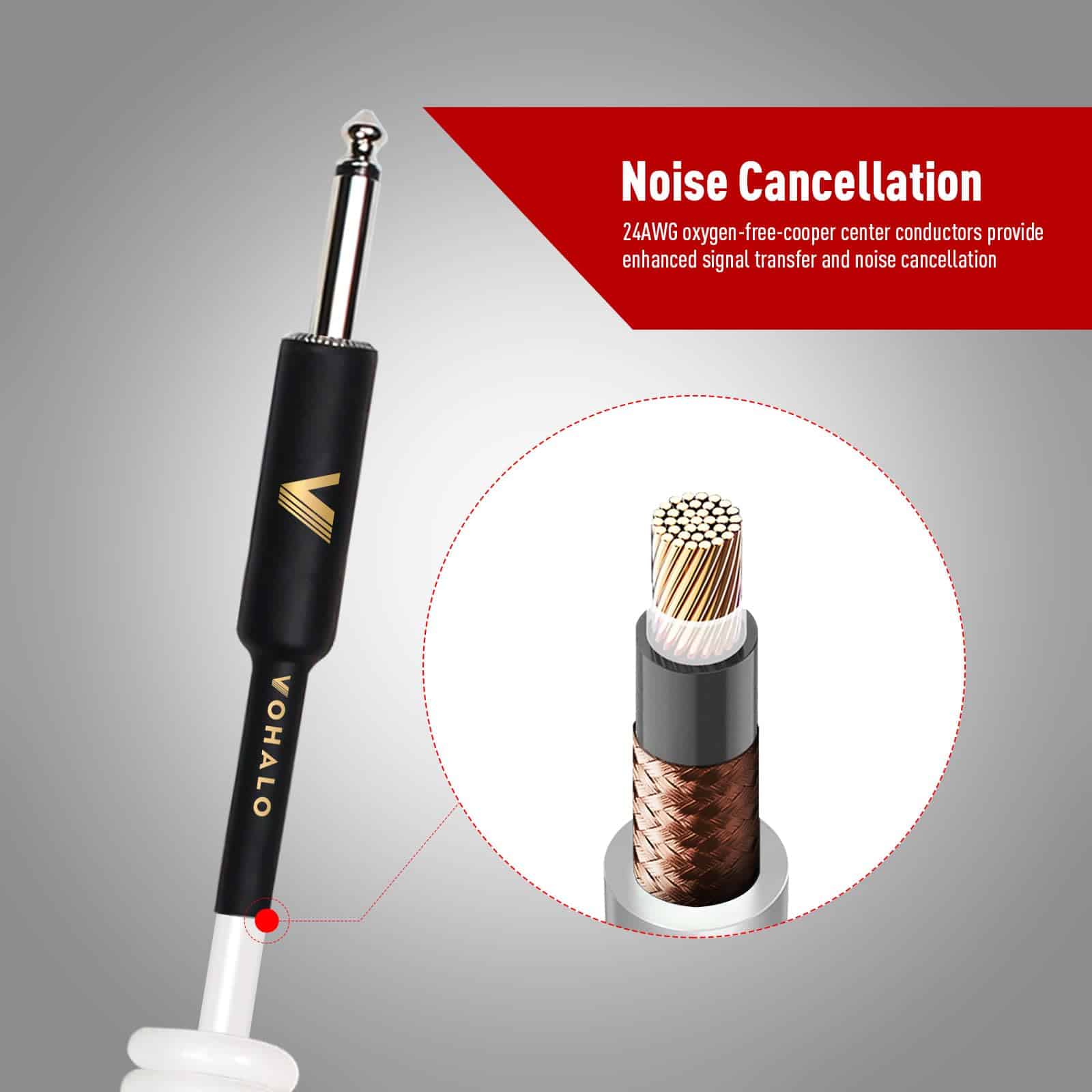 Cable de Guitarra en Espiral VOHALO 32 Pies/10M para - Imagen 4