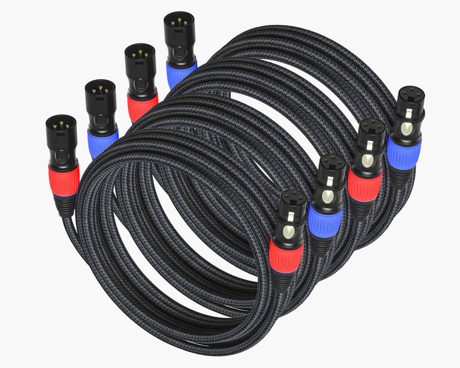 Cables de micrófono XLR BRIDGEE (Paquete de 4 de 16 pies),