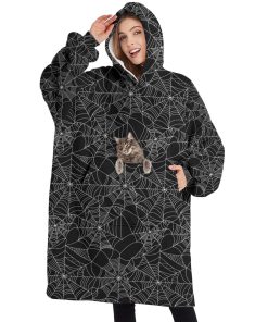 Manta con capucha de Halloween con diseño de tela de araña,