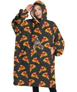 Manta con Capucha en Forma de Pizza, Manta Wearable de Gran